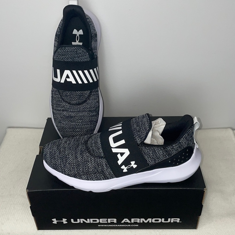 Under Armour Surge 3 Slip On Mens Running Shoes Black White